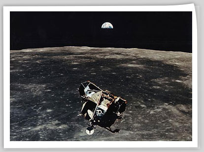 The Apollo 11 Lunar Module above the Moon