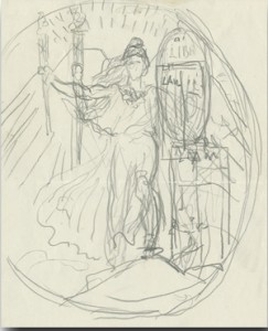 Augustus Saint-Gaudens pencil sketch of Double Eagle coin