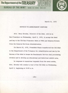 Historic Press Release, March 31, 1972. Full text is duplicated in the body of this page.
