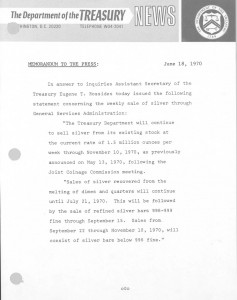Historic Press Release, June 18, 1970. Full text is duplicated in the body of this page.