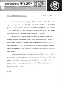 Historic Press Release, April 15, 1974. Full text is duplicated in the body of this page.