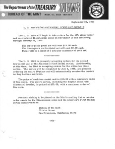 Historic Press Release, September 27, 1974. Full text is duplicated in the body of this page.