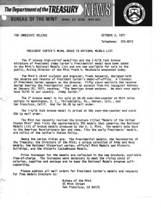 Historic Press Release, October 3, 1977. Full text is duplicated in the body of this page.