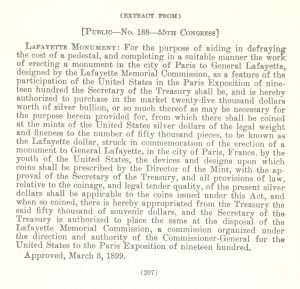Historic legislation, March 3, 1899.