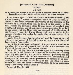 Historic Legislation, May 9, 1934. Full text is duplicated in the body of this page.