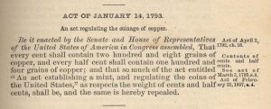 Historic Legislation, January 14, 1793. Full text is duplicated in the body of this page.